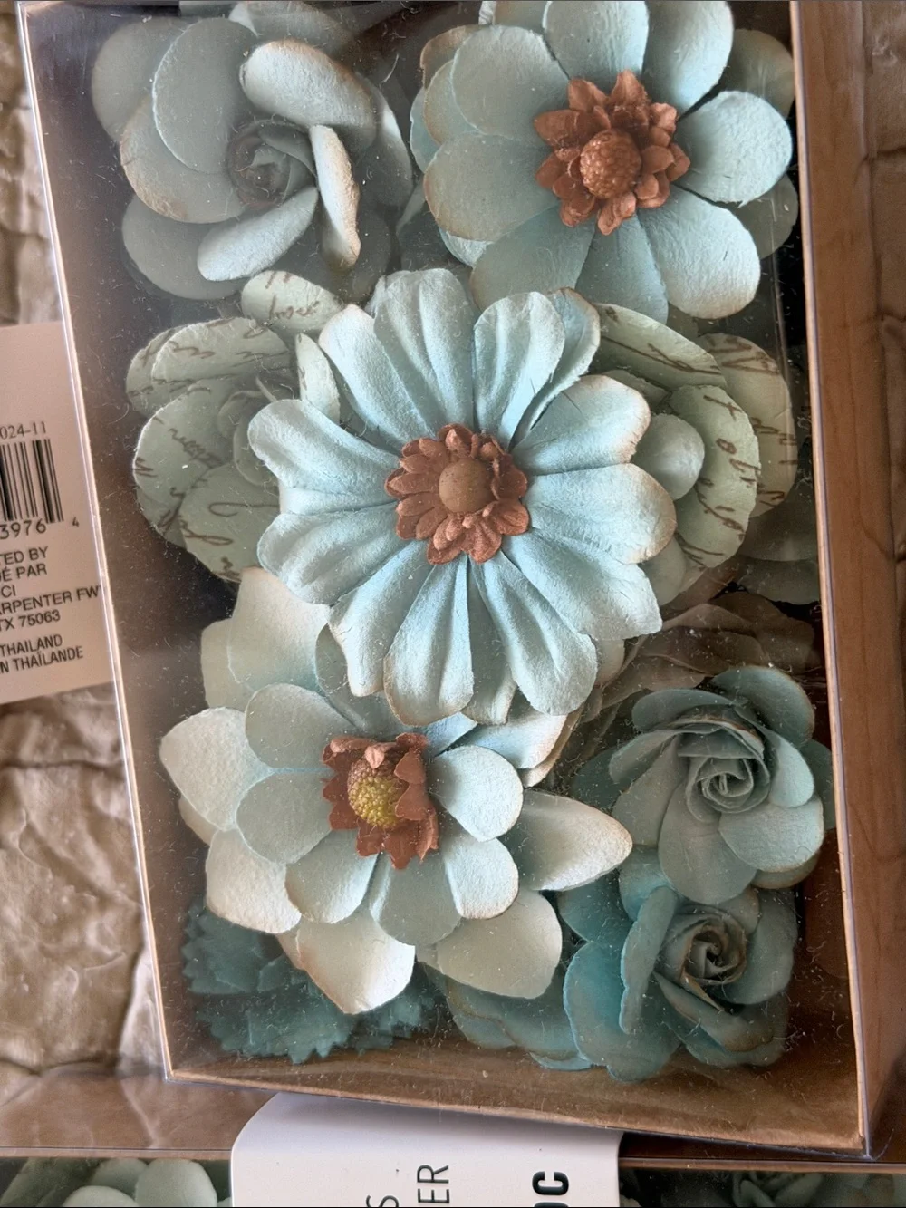 Recollections Mint Blue Paper Flower Packs with Brown Centers